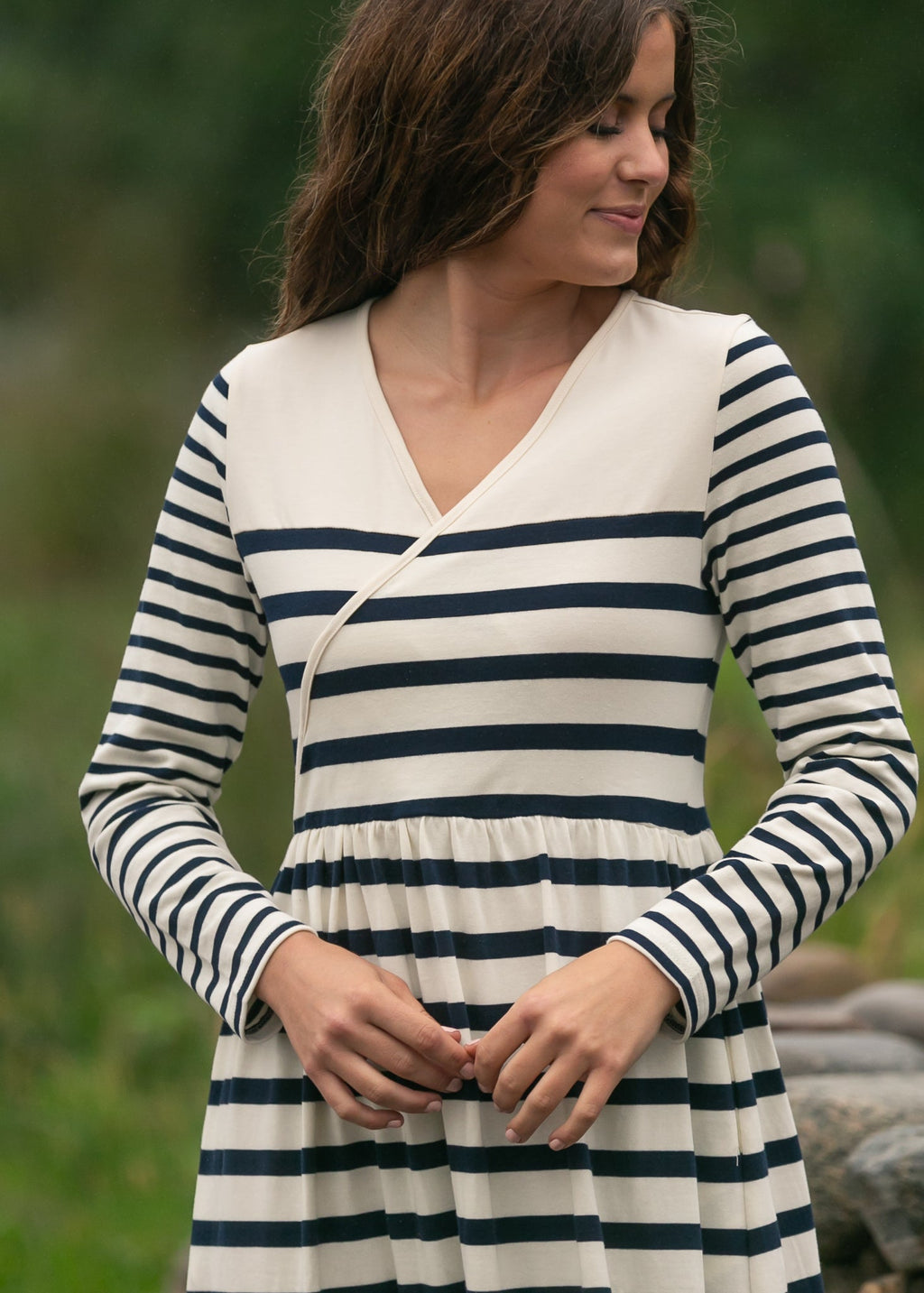 Robe longue en maille rayée Celeste