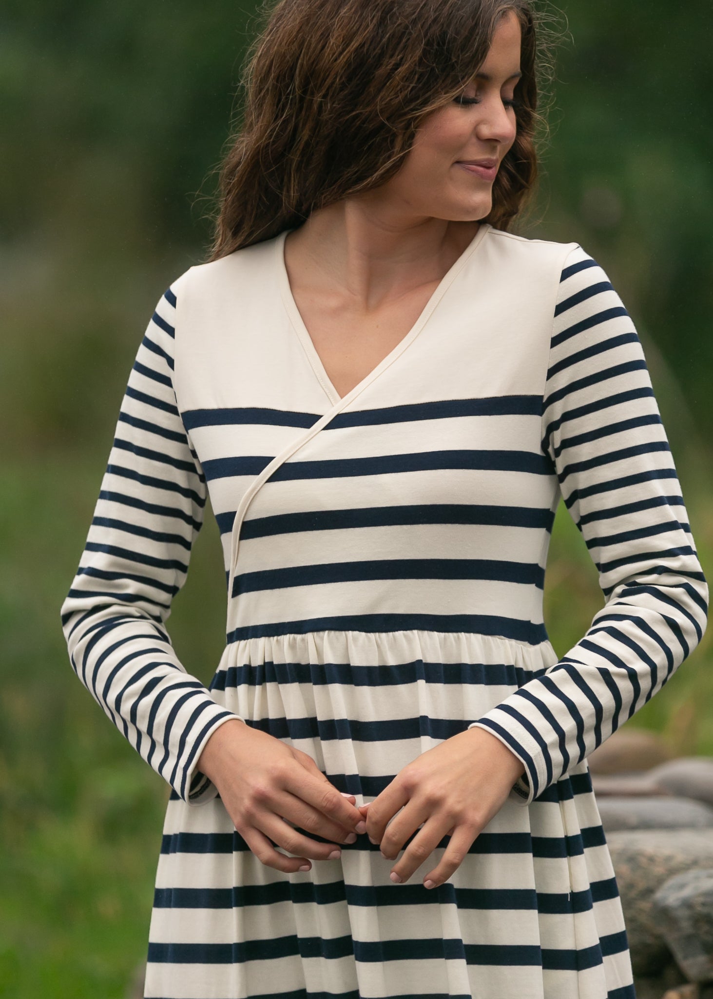 Robe longue en maille rayée Celeste