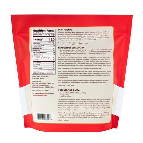 Farine 00 de Bob's Red Mill style italien de qualité supérieure, 1,36 kg (paquet de 1) – Sans OGM, végétalienne, casher