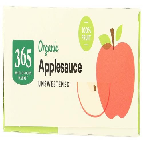 Whole Foods Market, Compote de pommes bio sans sucre en sachet, 90 g (Lot de 4)