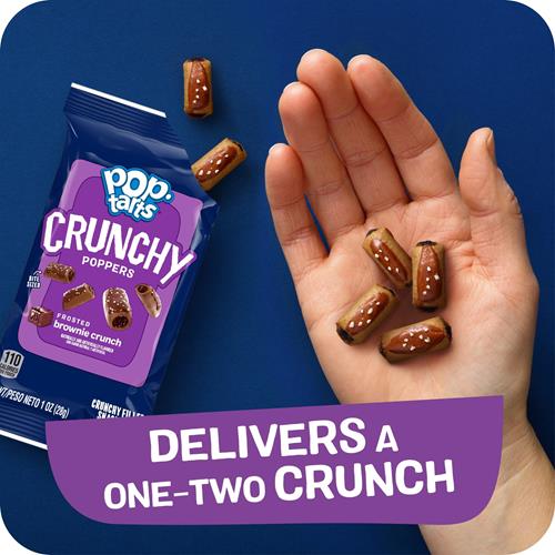Pop-Tarts Crunchy Poppers Morceaux de collation croustillants fourrés, snacks pour enfants, snacks nomades, Frosted Brownie Crunch, boîte de 5 oz (5 sachets)
