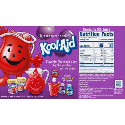 Boisson Kool-Aid Jammers saveur raisin, boîte de 10, sachets de 177 ml