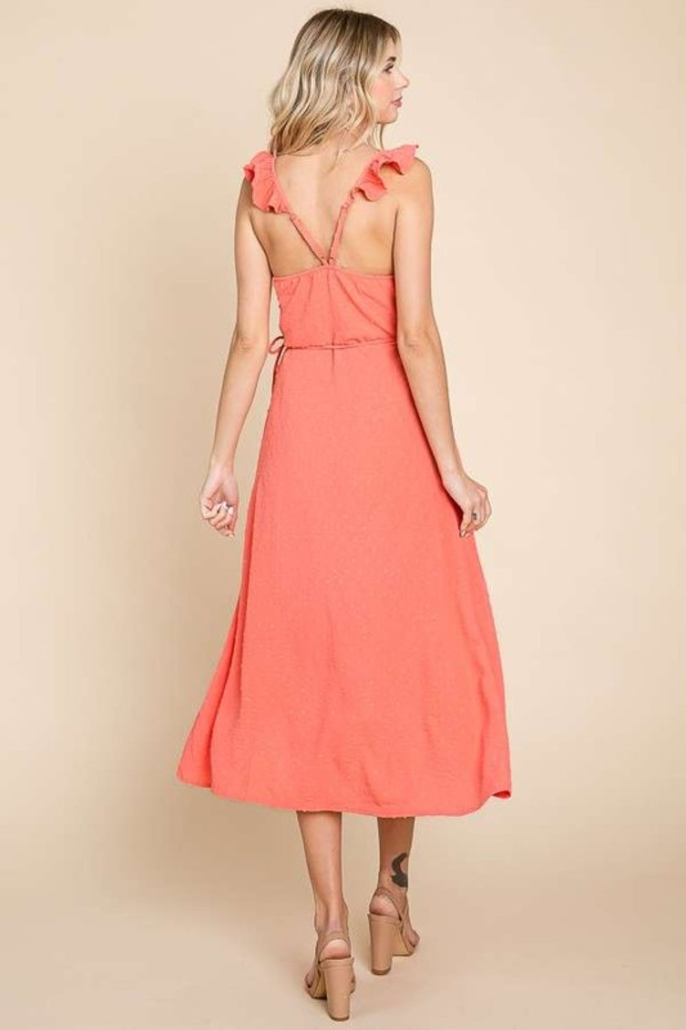 Robe portefeuille nuisette à volants pour femme – Robe portefeuille élégante à volants, Robe cache-cœur féminine, Robe portefeuille chic, Robe romantique à détails volantés, Robe de soirée sans effort, Robe nuisette flatteuse