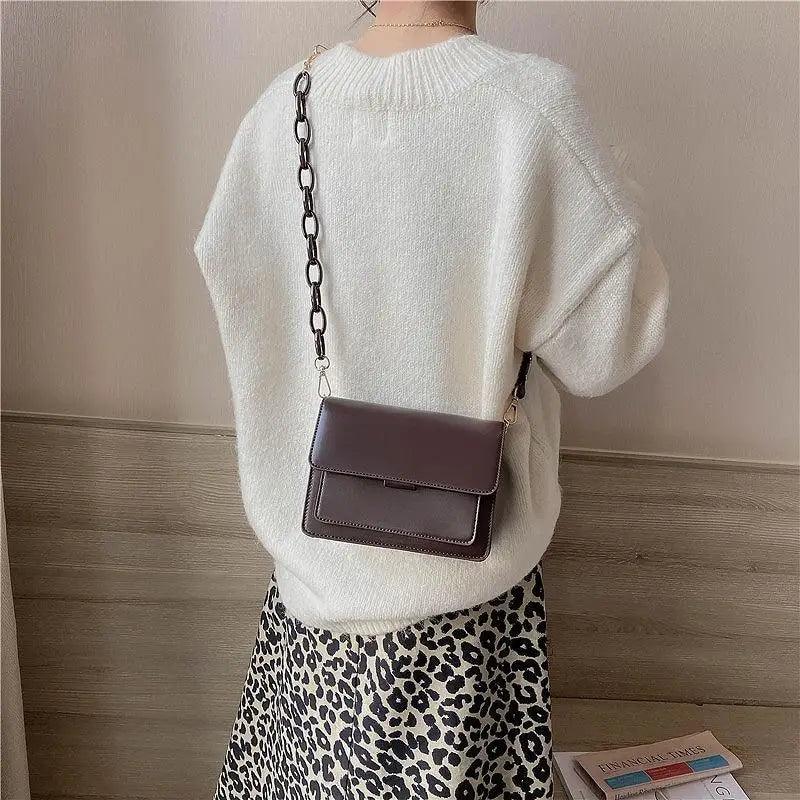 Sacs à main tendance en cuir PU avec rabat pour femmes, mini sac à bandoulière pour femmes, sac à bandoulière à la mode avec couvercle