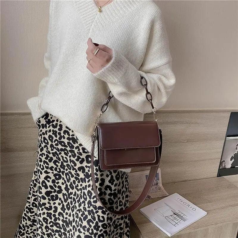 Sacs à main tendance en cuir PU avec rabat pour femmes, mini sac à bandoulière pour femmes, sac à bandoulière à la mode avec couvercle