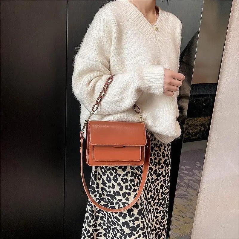 Sacs à main tendance en cuir PU avec rabat pour femmes, mini sac à bandoulière pour femmes, sac à bandoulière à la mode avec couvercle