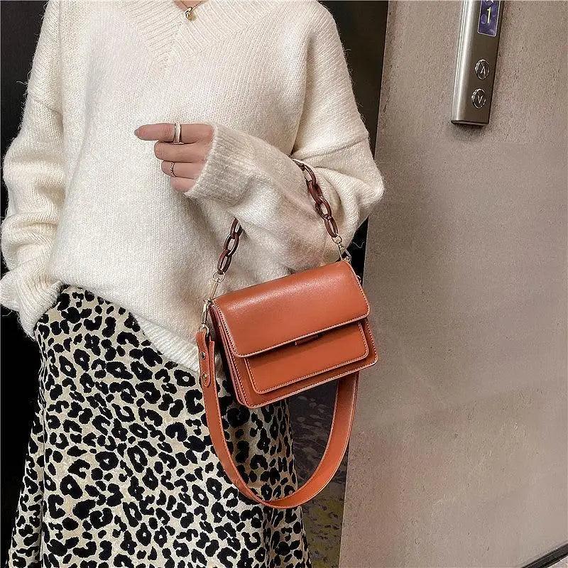 Sacs à main tendance en cuir PU avec rabat pour femmes, mini sac à bandoulière pour femmes, sac à bandoulière à la mode avec couvercle