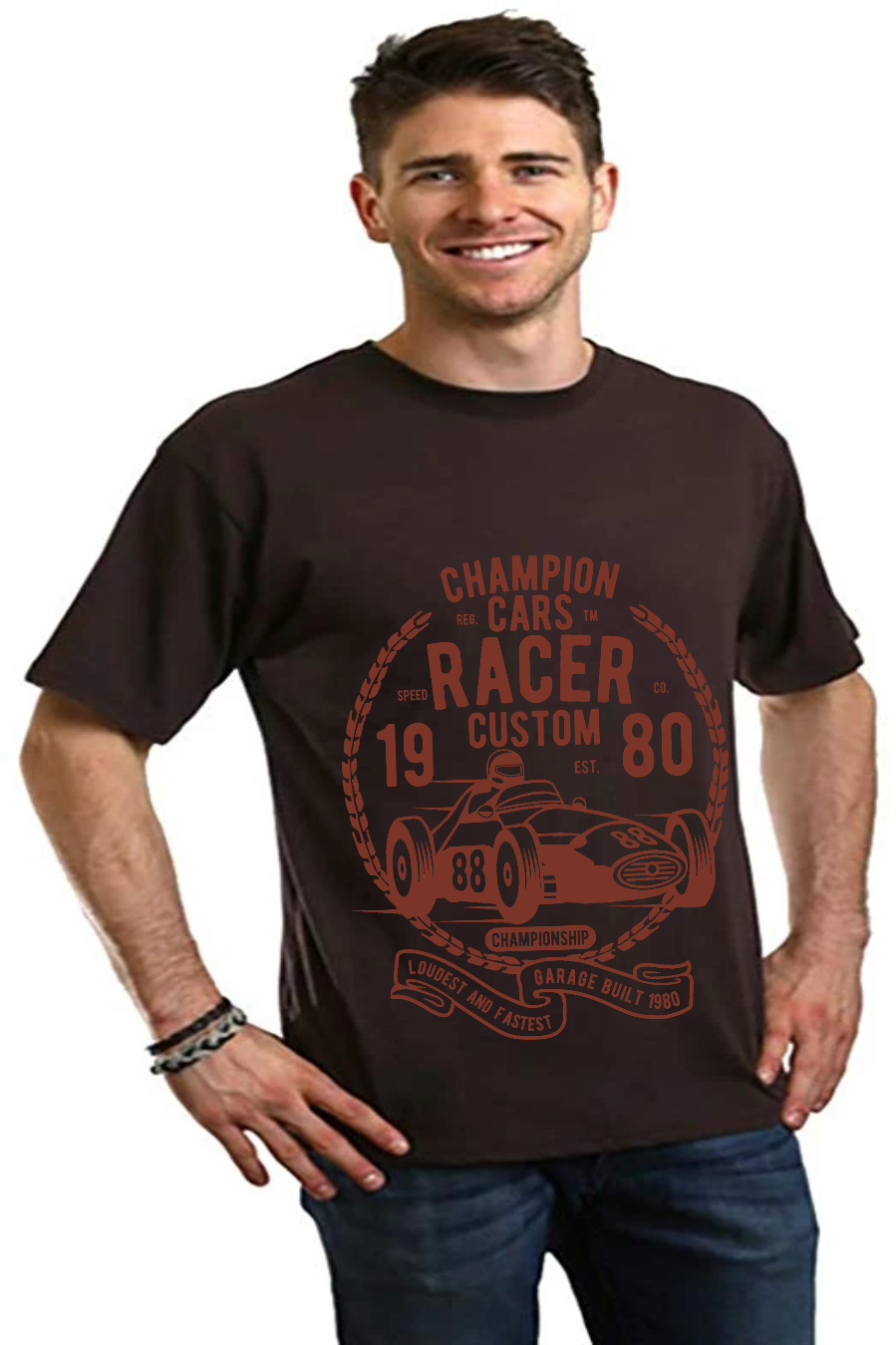 T-shirt graphique à manches courtes en bambou-viscose et coton biologique pour homme Champions Cars