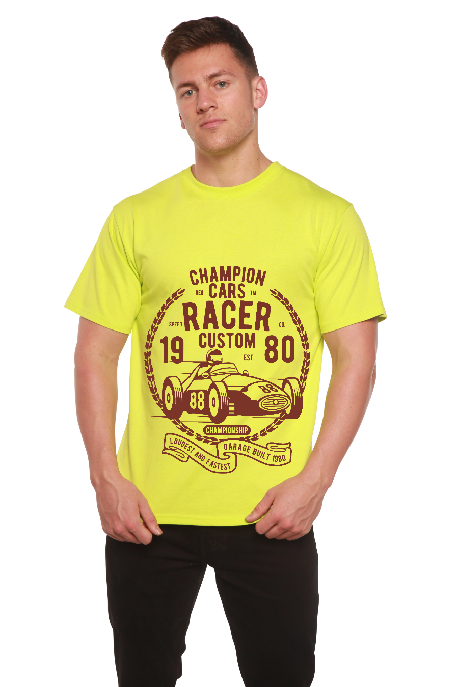 T-shirt graphique à manches courtes en bambou-viscose et coton biologique pour homme Champions Cars
