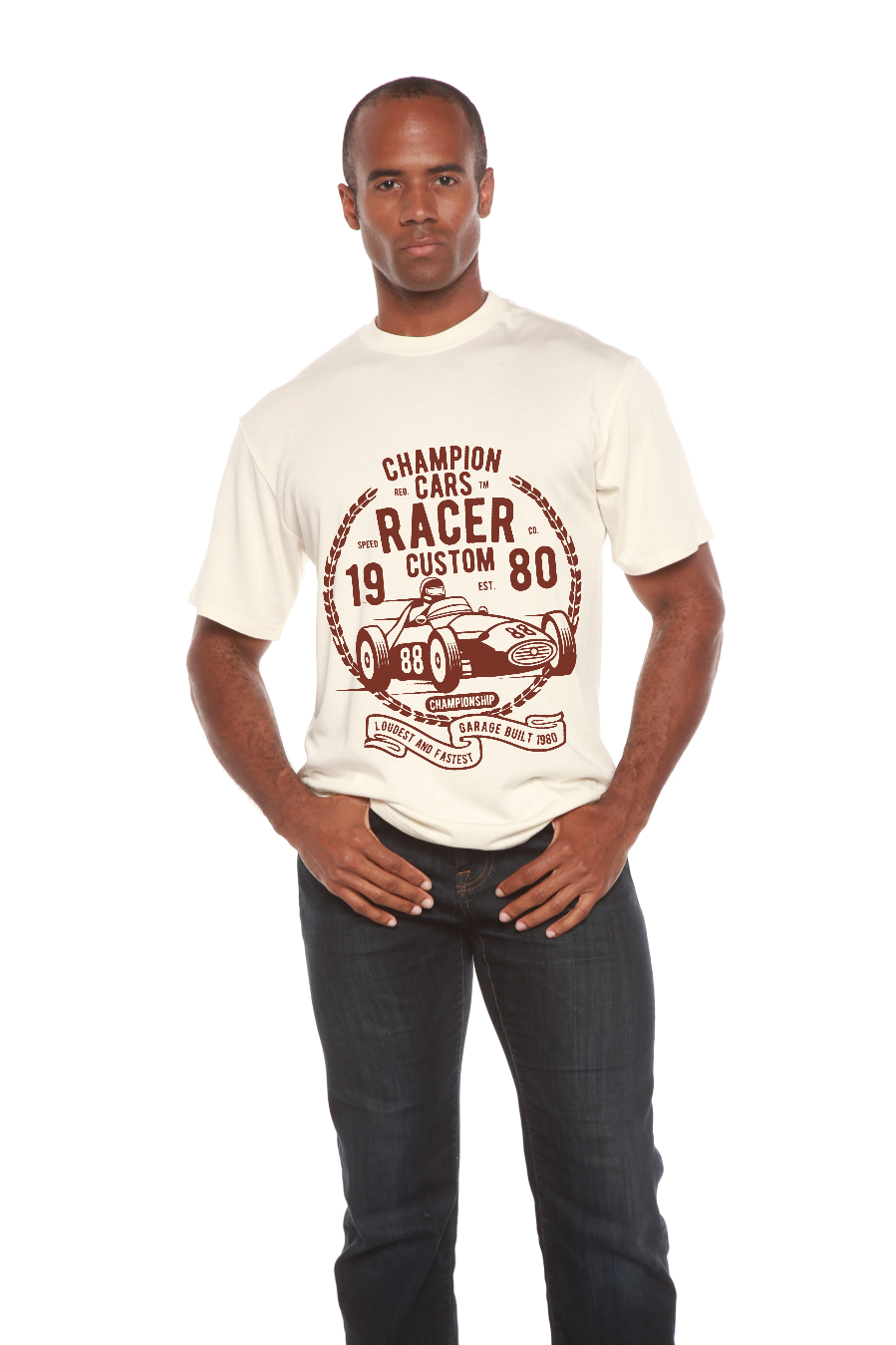 T-shirt graphique à manches courtes en bambou-viscose et coton biologique pour homme Champions Cars