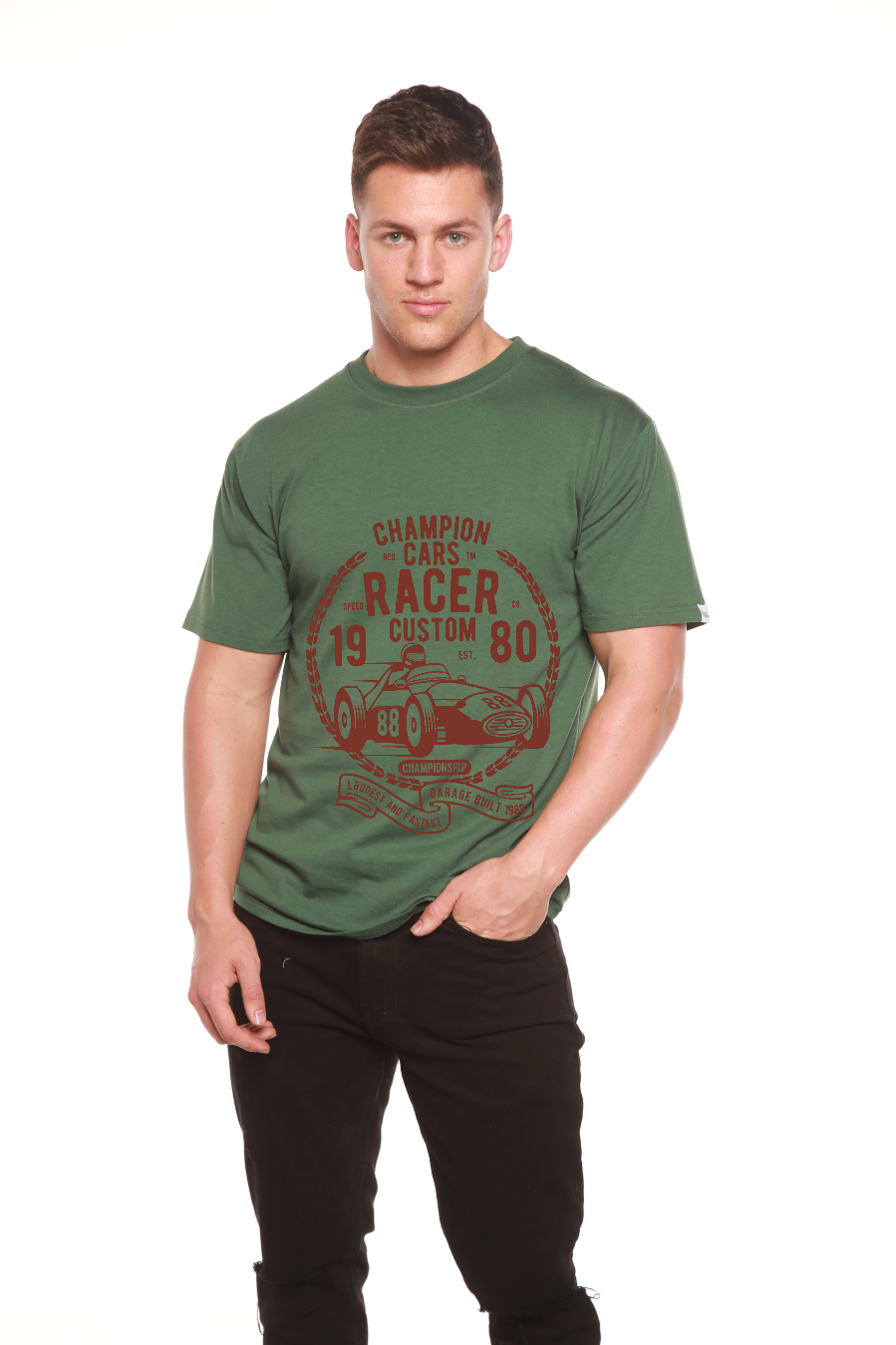 T-shirt graphique à manches courtes en bambou-viscose et coton biologique pour homme Champions Cars