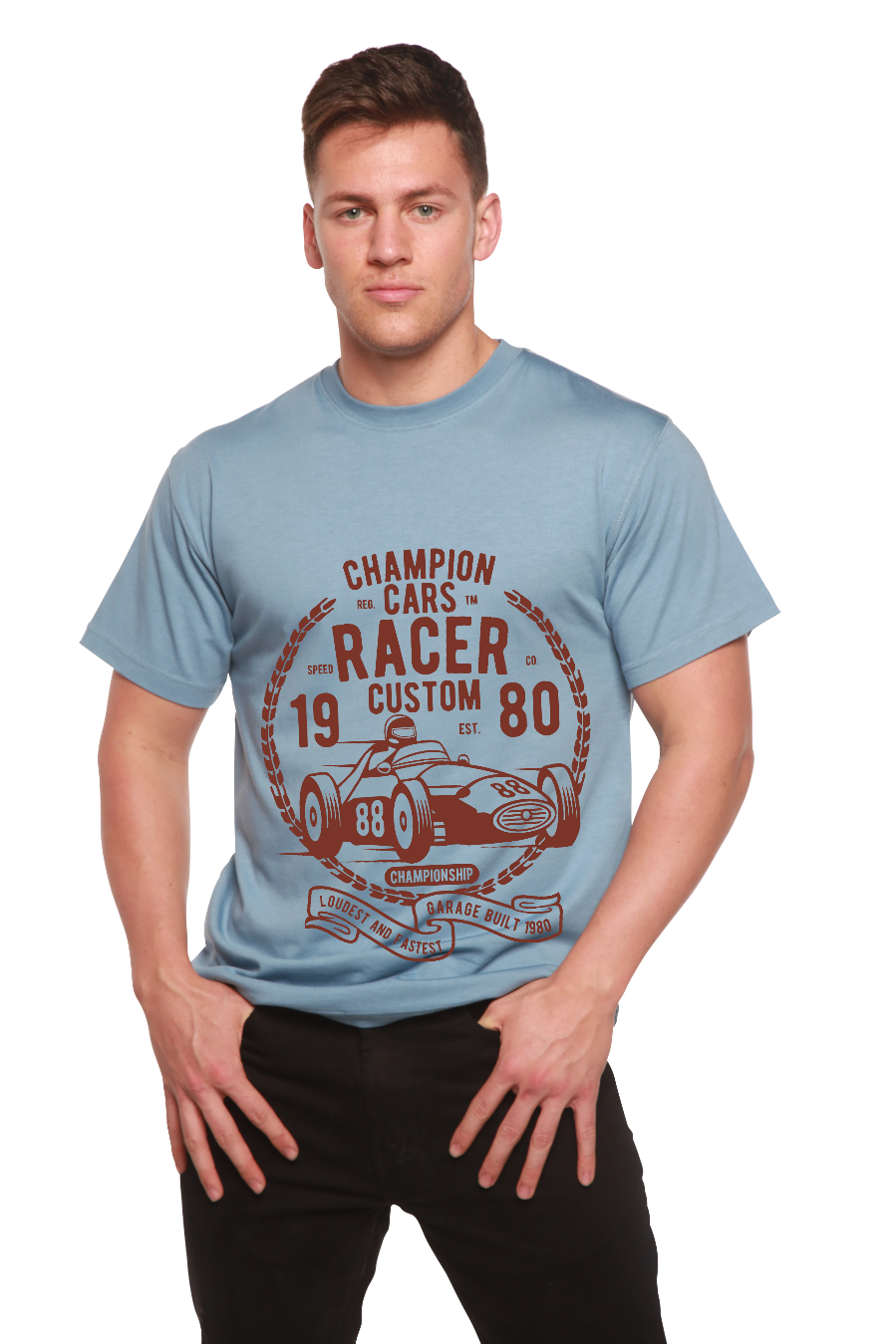 T-shirt graphique à manches courtes en bambou-viscose et coton biologique pour homme Champions Cars