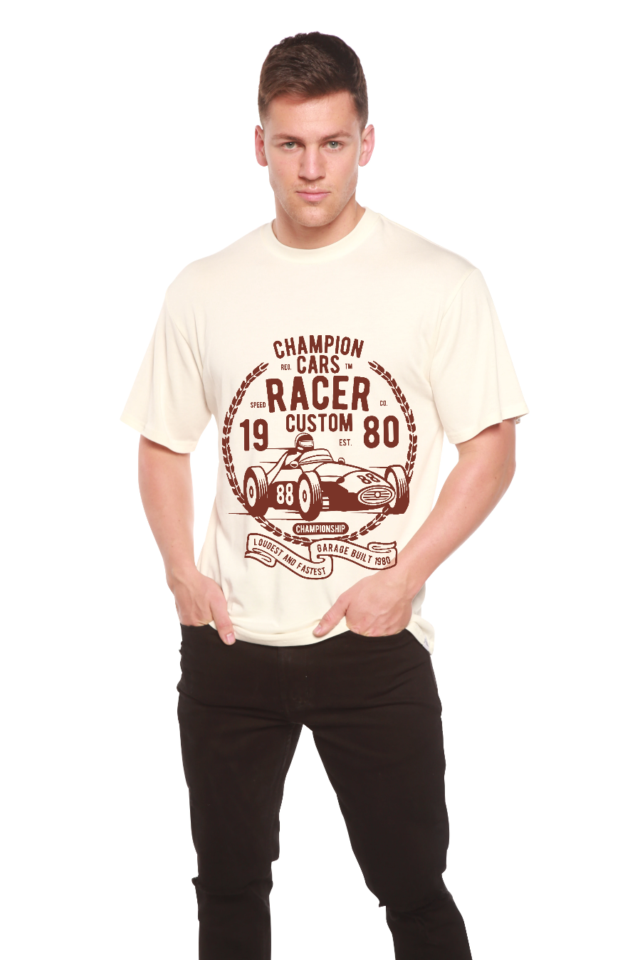 T-shirt graphique à manches courtes en bambou-viscose et coton biologique pour homme Champions Cars