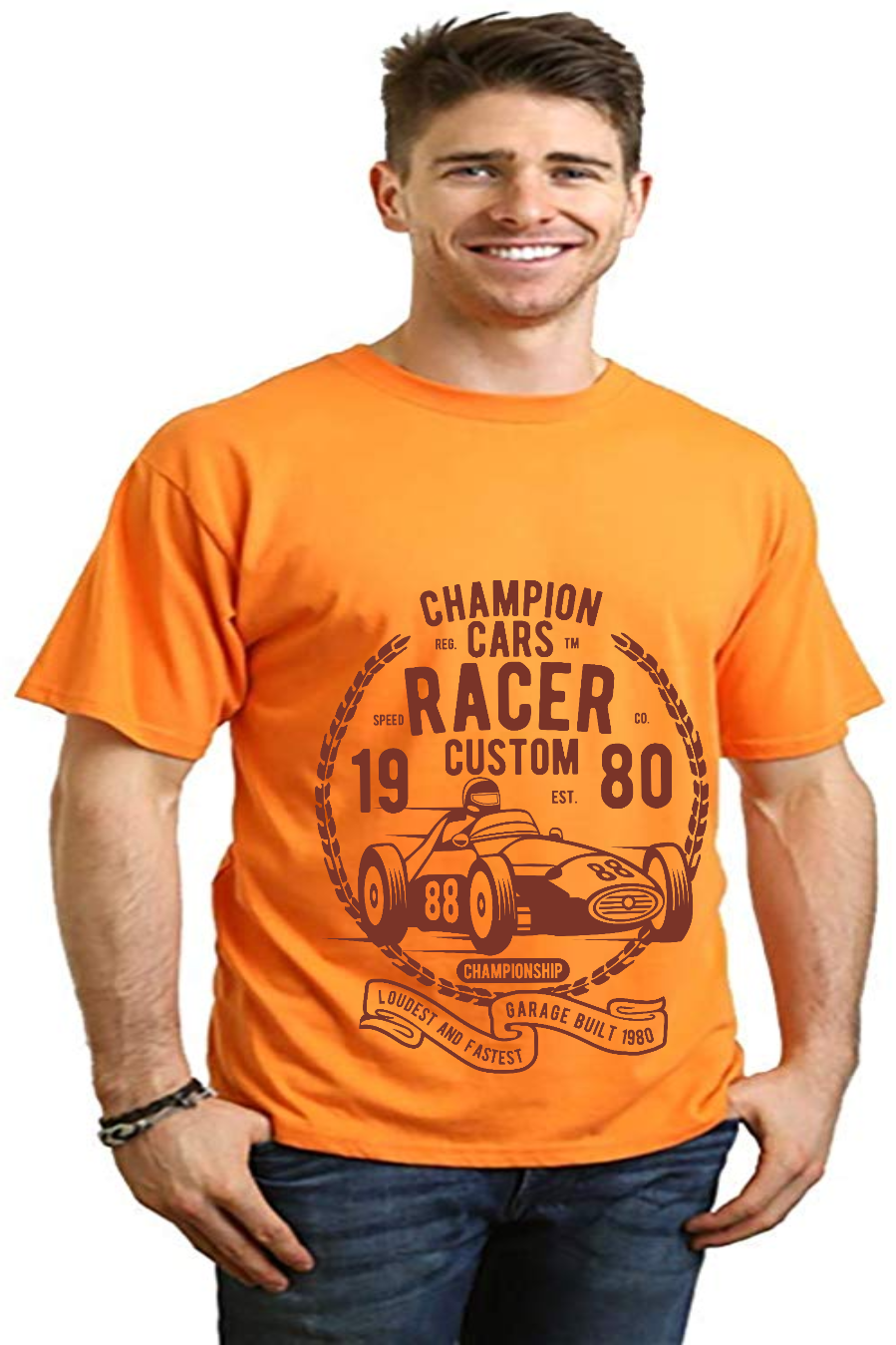 T-shirt graphique à manches courtes en bambou-viscose et coton biologique pour homme Champions Cars