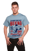 T-shirt à manches courtes en viscose de bambou/coton biologique à motif Boxe de championnat pour homme
