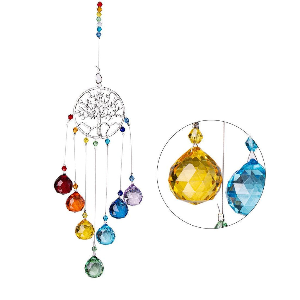 Carillon éolien en lustre avec revêtement AB, prismes en cristal, capteur de soleil suspendu, attrape-arc-en-ciel, prismes en boule de cristal, pendentif pour rideaux de fenêtre, décoration intérieure, cadeaux pour jardin, patio, cour.