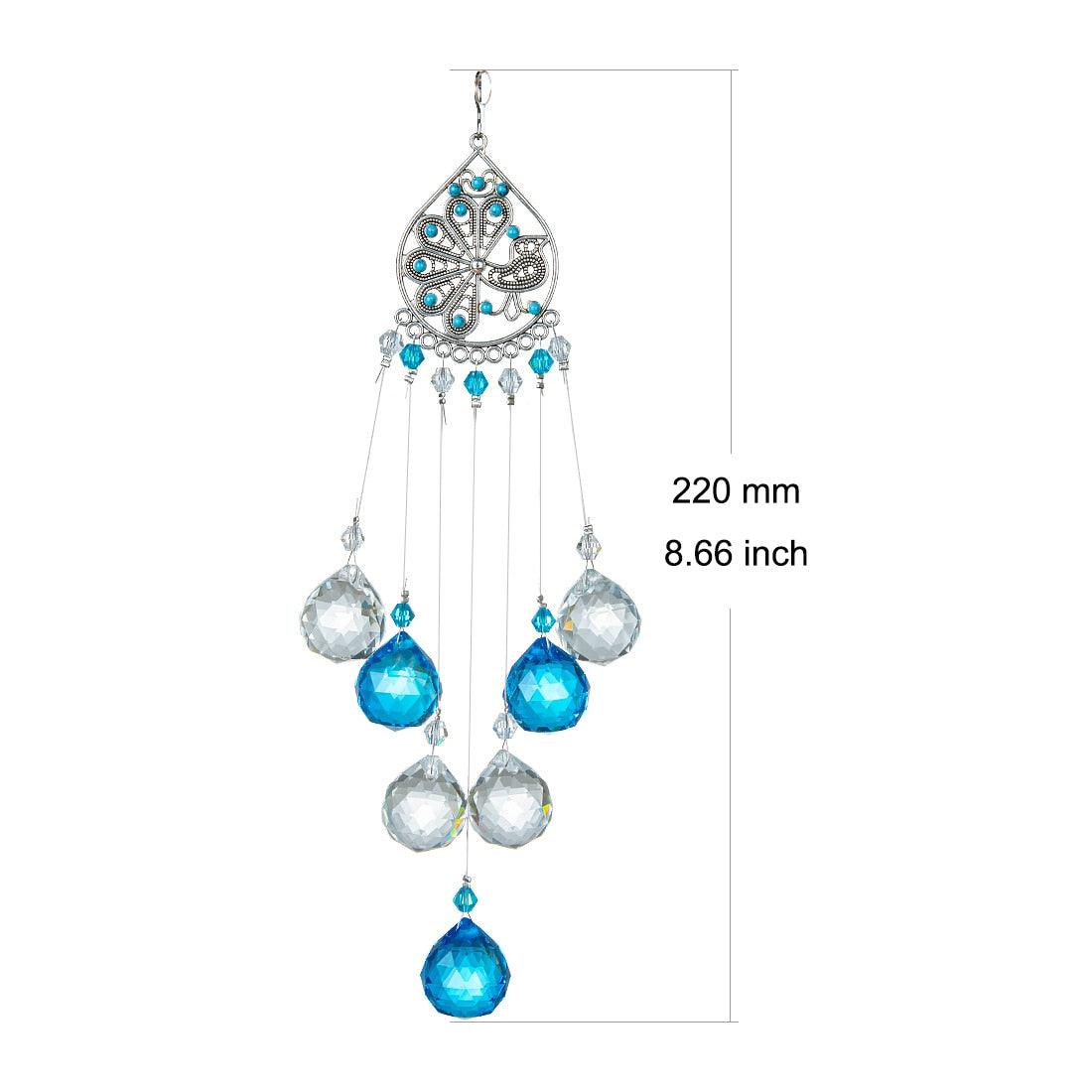 Carillon éolien en lustre avec revêtement AB, prismes en cristal, capteur de soleil suspendu, attrape-arc-en-ciel, prismes en boule de cristal, pendentif pour rideaux de fenêtre, décoration intérieure, cadeaux pour jardin, patio, cour.