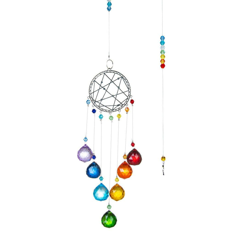 Carillon éolien en lustre avec revêtement AB, prismes en cristal, capteur de soleil suspendu, attrape-arc-en-ciel, prismes en boule de cristal, pendentif pour rideaux de fenêtre, décoration intérieure, cadeaux pour jardin, patio, cour.