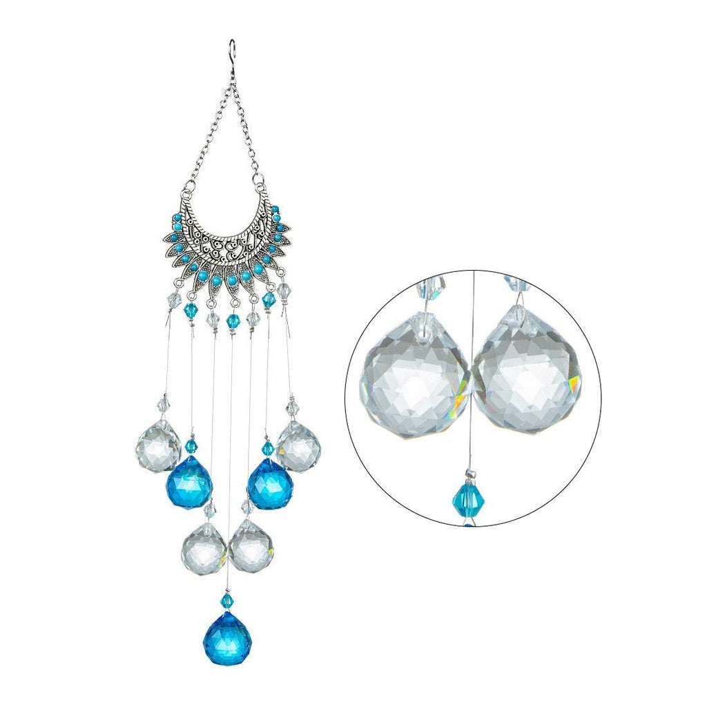 Carillon éolien en lustre avec revêtement AB, prismes en cristal, capteur de soleil suspendu, attrape-arc-en-ciel, prismes en boule de cristal, pendentif pour rideaux de fenêtre, décoration intérieure, cadeaux pour jardin, patio, cour.