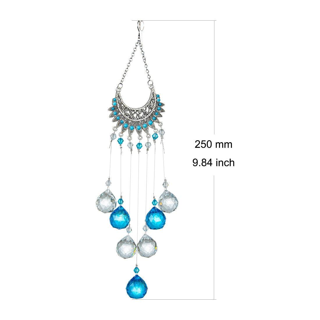 Carillon éolien en lustre avec revêtement AB, prismes en cristal, capteur de soleil suspendu, attrape-arc-en-ciel, prismes en boule de cristal, pendentif pour rideaux de fenêtre, décoration intérieure, cadeaux pour jardin, patio, cour.