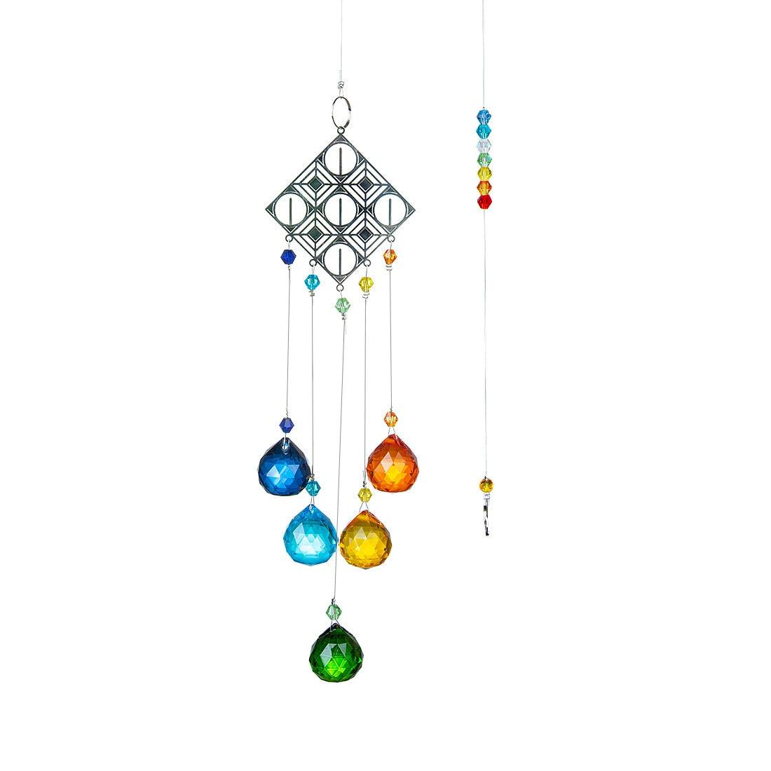 Carillon éolien en lustre avec revêtement AB, prismes en cristal, capteur de soleil suspendu, attrape-arc-en-ciel, prismes en boule de cristal, pendentif pour rideaux de fenêtre, décoration intérieure, cadeaux pour jardin, patio, cour.