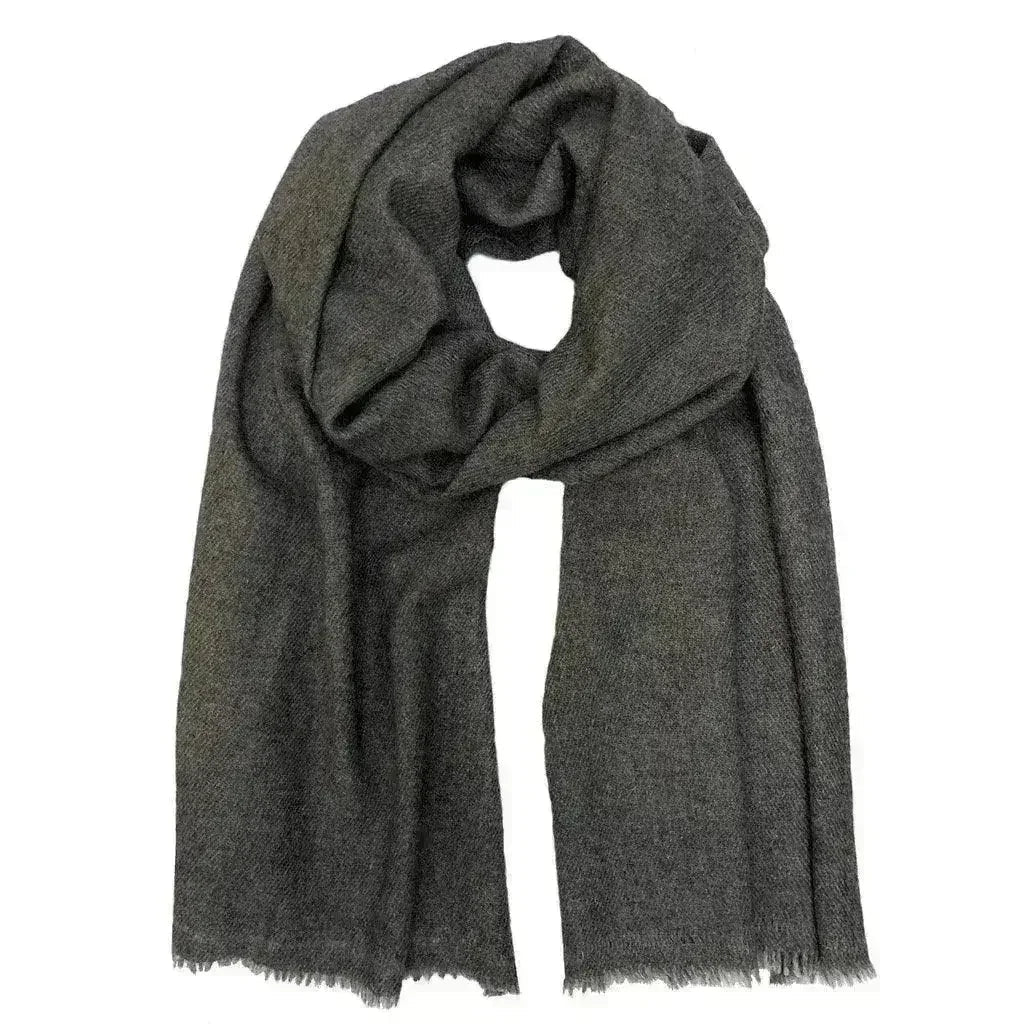 Écharpe en cachemire tissée à la main, coloris anthracite