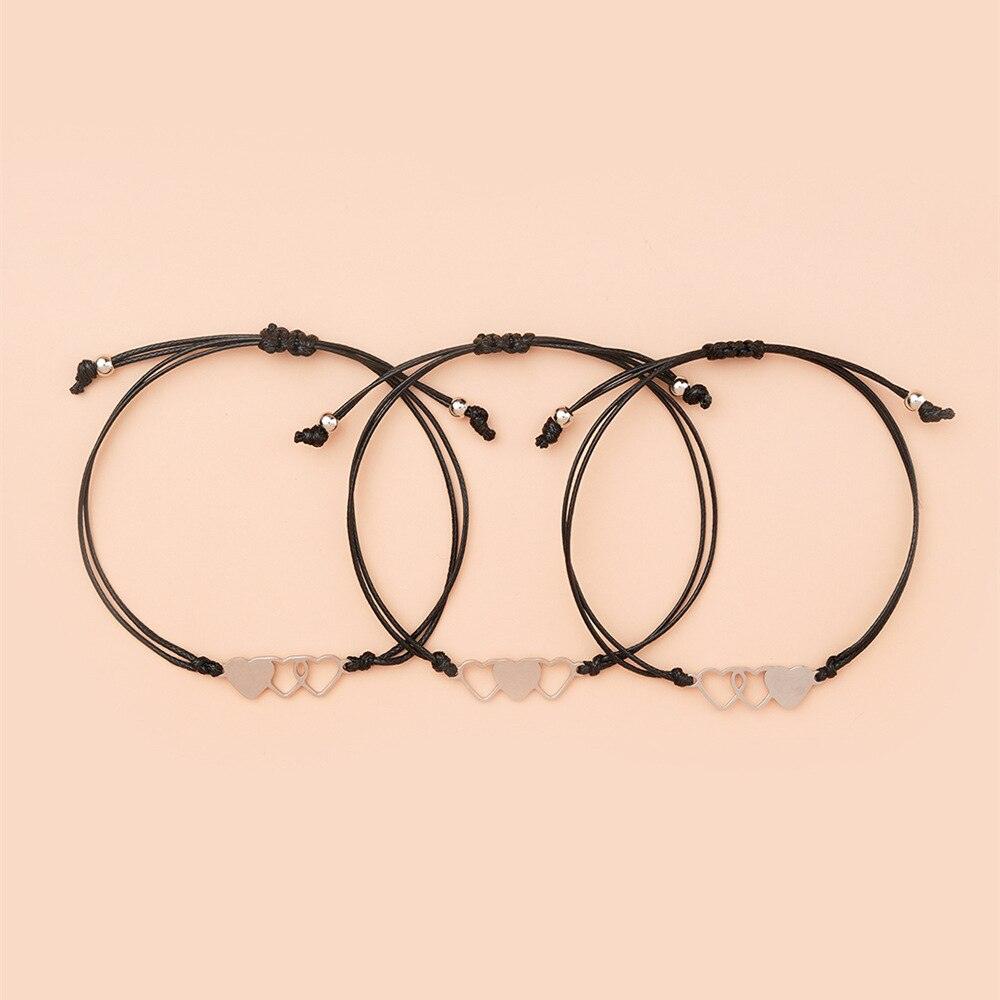 Bracelets d'amitié avec breloques pour sœurs et meilleures amies avec carte, bracelets cœur assortis pour la distance, cadeau d'amitié pour sœurs, meilleures amies, meilleures amies, filles, femmes, bracelet assorti pour femmes, bijoux