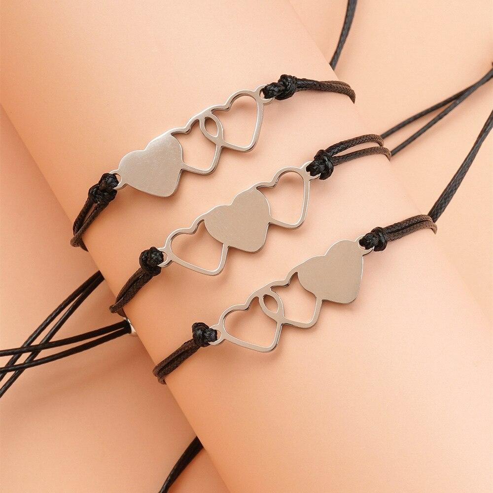 Bracelets d'amitié avec breloques pour sœurs et meilleures amies avec carte, bracelets cœur assortis pour la distance, cadeau d'amitié pour sœurs, meilleures amies, meilleures amies, filles, femmes, bracelet assorti pour femmes, bijoux