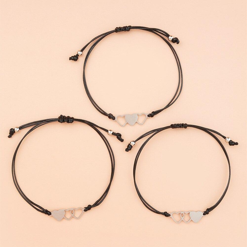 Bracelets d'amitié avec breloques pour sœurs et meilleures amies avec carte, bracelets cœur assortis pour la distance, cadeau d'amitié pour sœurs, meilleures amies, meilleures amies, filles, femmes, bracelet assorti pour femmes, bijoux