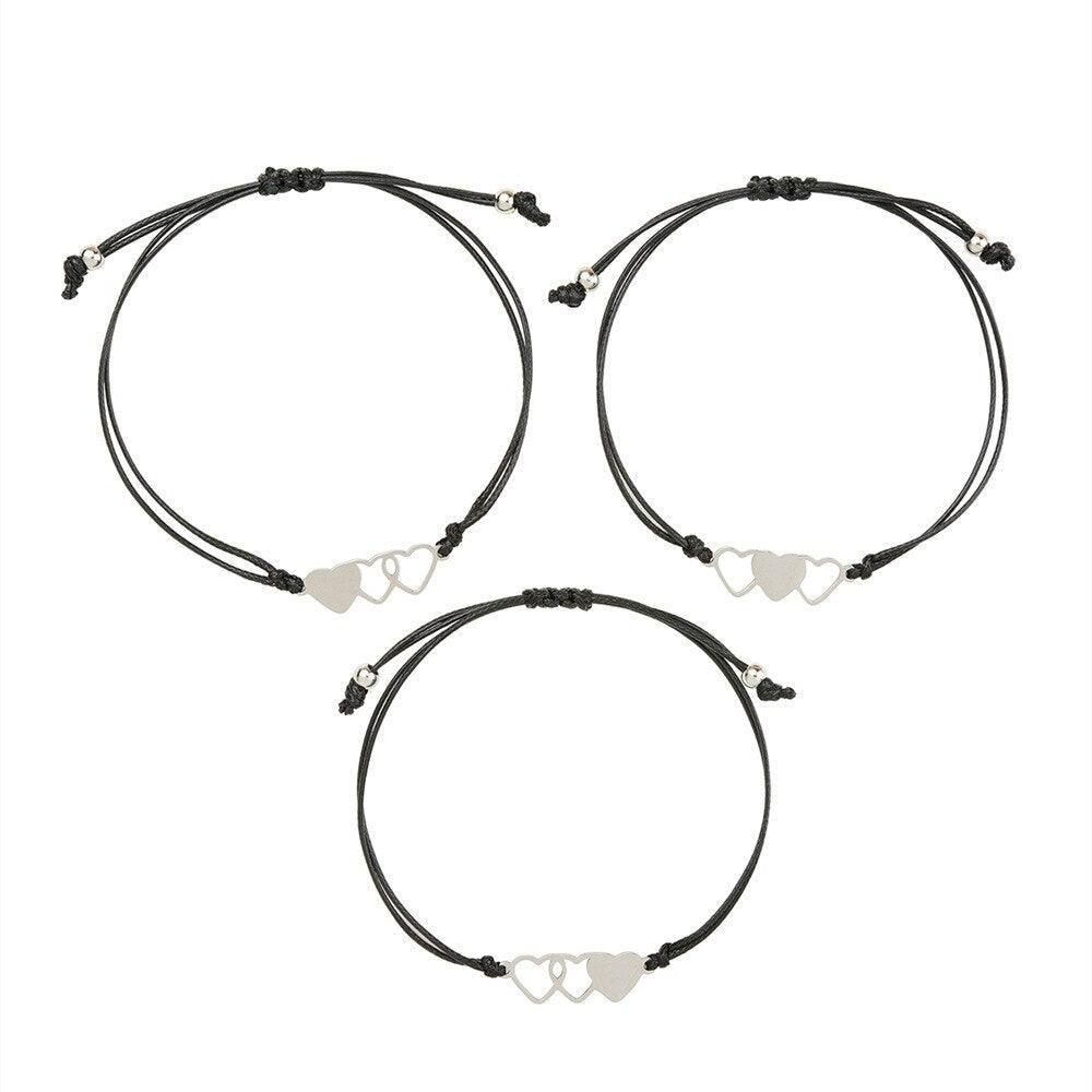 Bracelets d'amitié avec breloques pour sœurs et meilleures amies avec carte, bracelets cœur assortis pour la distance, cadeau d'amitié pour sœurs, meilleures amies, meilleures amies, filles, femmes, bracelet assorti pour femmes, bijoux