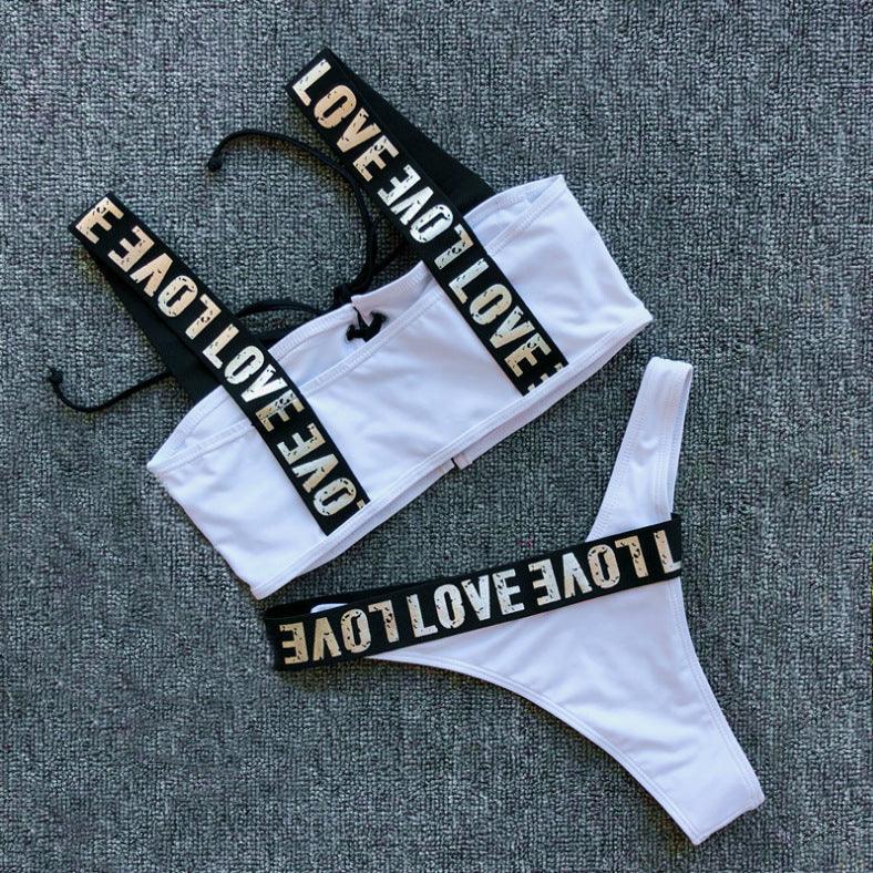 Maillot de bain bikini push-up à licou pour femmes, maillot de bain bikini push-up à licou pour femmes, bas de maillot de bain, maillot de bain bandeau à lacets évidé sur le devant