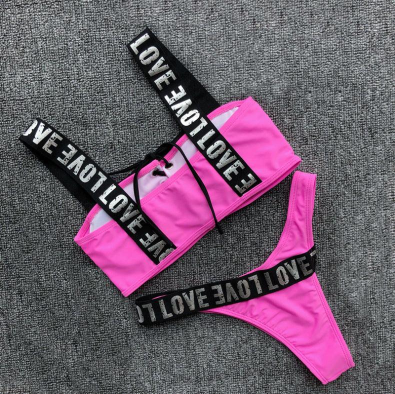 Maillot de bain bikini push-up à licou pour femmes, maillot de bain bikini push-up à licou pour femmes, bas de maillot de bain, maillot de bain bandeau à lacets évidé sur le devant