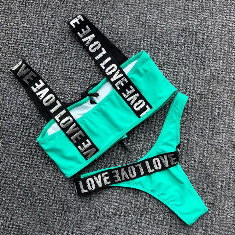 Maillot de bain bikini push-up à licou pour femmes, maillot de bain bikini push-up à licou pour femmes, bas de maillot de bain, maillot de bain bandeau à lacets évidé sur le devant