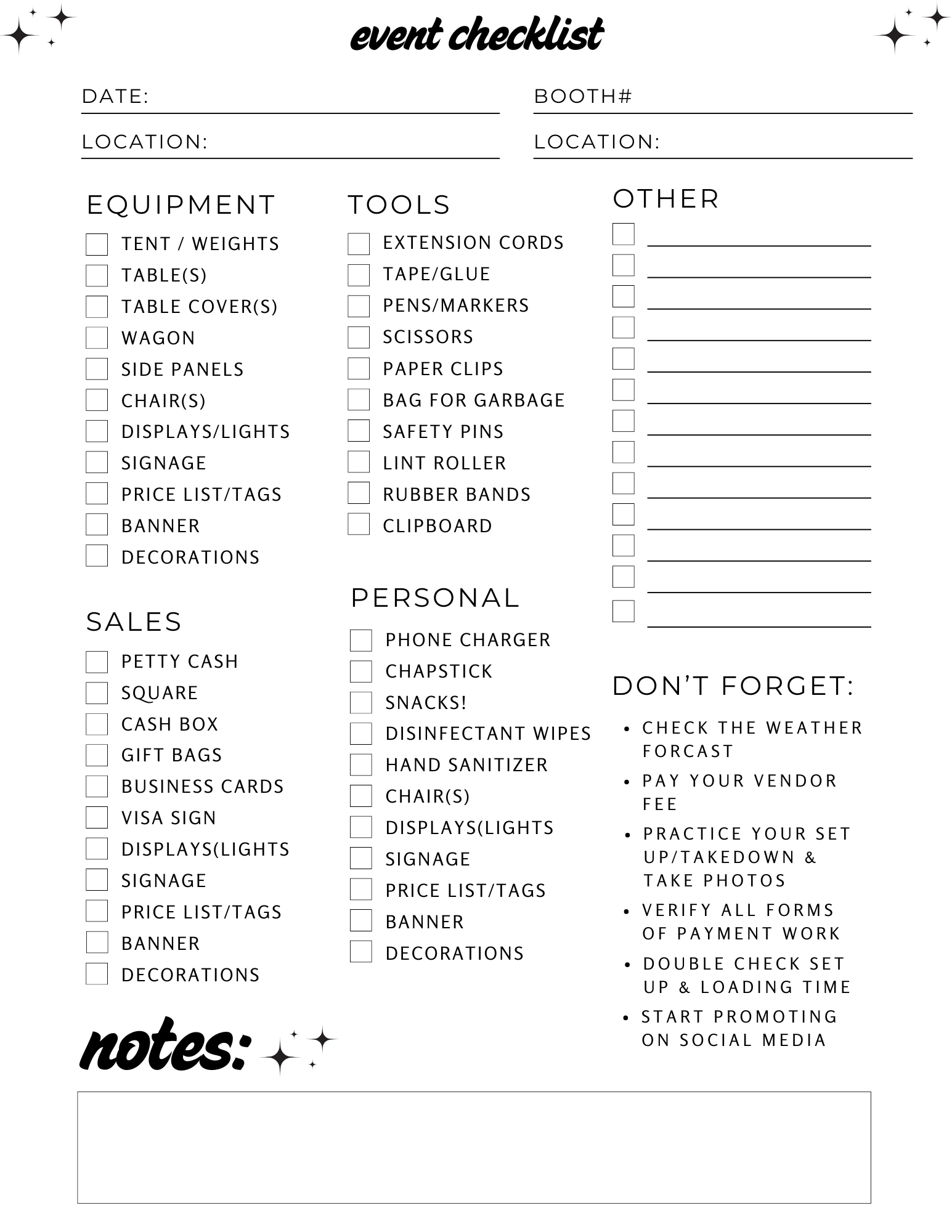 Festival & Pop-Up Event Checklist – Canva Editable Template