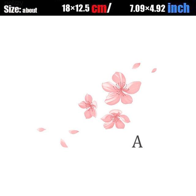 Autocollants de voiture floraux Sakura pour femmes, autocollants de fenêtre en vinyle rose pour voiture, accessoires de style et tuning, autocollants amovibles motif fleur de pêcher