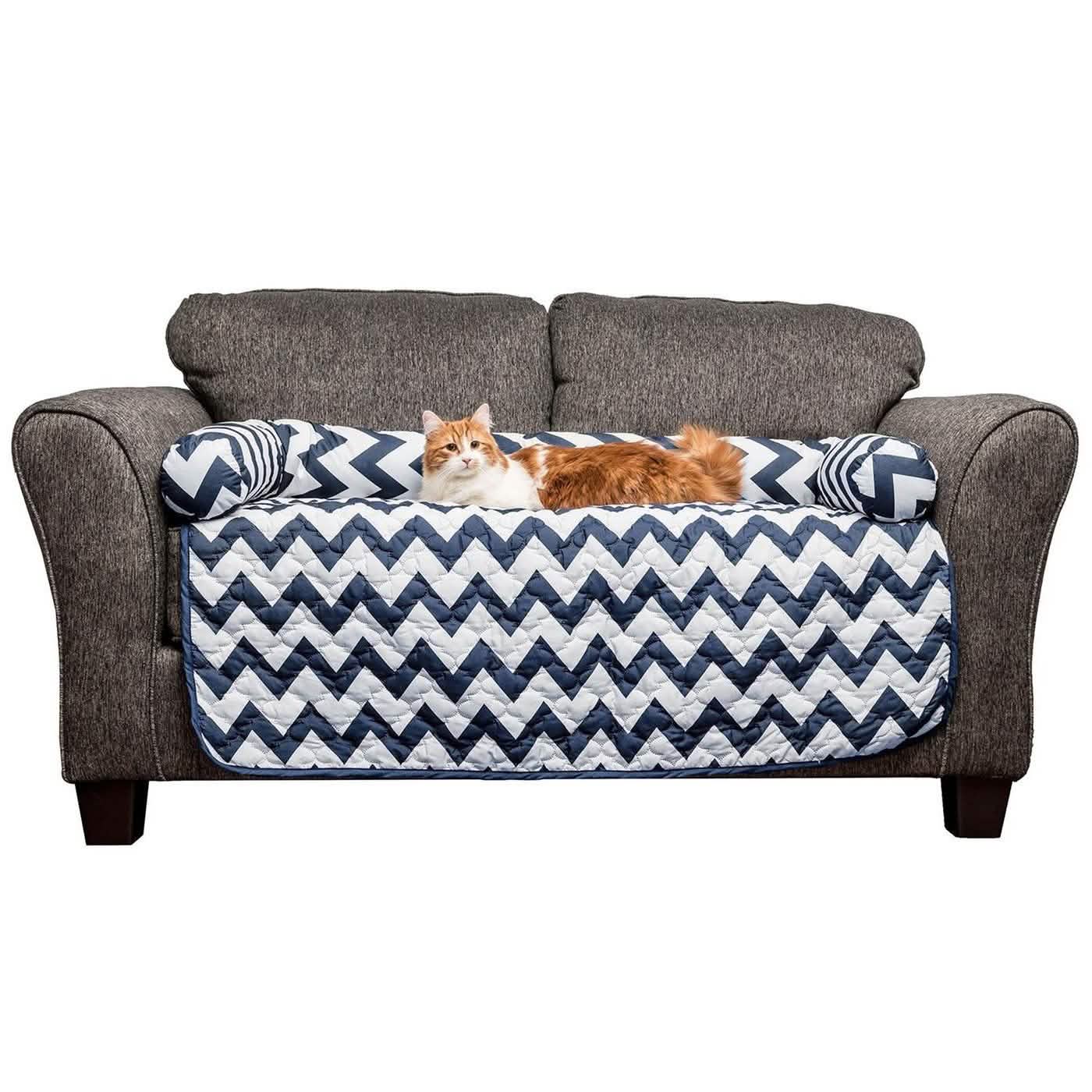 Housse de protection réversible matelassée à motif chevron pour chaise et animaux – Tailles variées