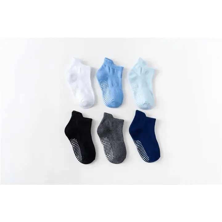 Chaussettes antidérapantes en coton pour enfants, 6 paires/ensemble, chaussettes antidérapantes en caoutchouc pour garçons et filles, avec picots, pour enfants de 0 à 6 ans