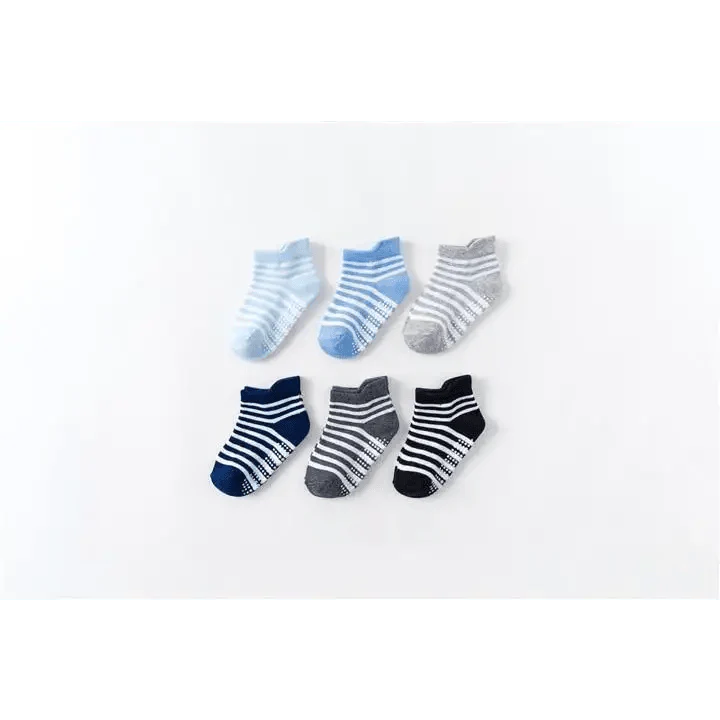 Chaussettes antidérapantes en coton pour enfants, 6 paires/ensemble, chaussettes antidérapantes en caoutchouc pour garçons et filles, avec picots, pour enfants de 0 à 6 ans