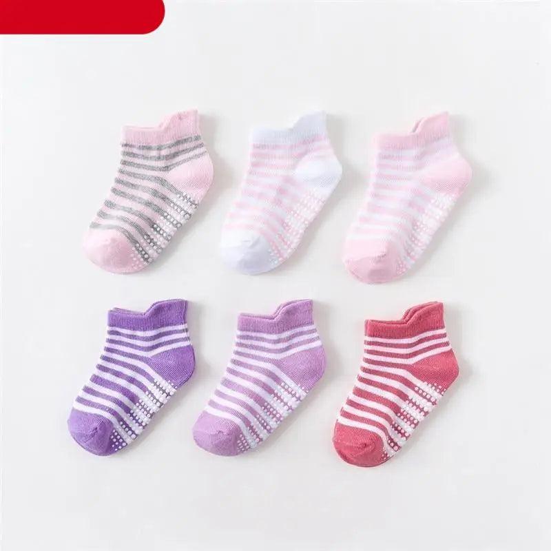 Chaussettes antidérapantes en coton pour enfants, 6 paires/ensemble, chaussettes antidérapantes en caoutchouc pour garçons et filles, avec picots, pour enfants de 0 à 6 ans