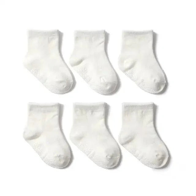 Chaussettes antidérapantes en coton pour enfants, 6 paires/ensemble, chaussettes antidérapantes en caoutchouc pour garçons et filles, avec picots, pour enfants de 0 à 6 ans