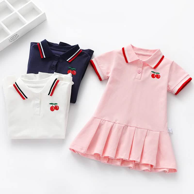 Robe Enfant Printemps Été Col Rabattu