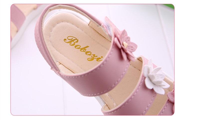 Chaussures pour enfants Sandales d'été Filles Princesse Belles chaussures à fleurs Sandales plates pour enfants Bébé Fille Sandales à lanières pour filles avec fleurs Sandales habillées à bout ouvert Belles sandales de fête en plein air