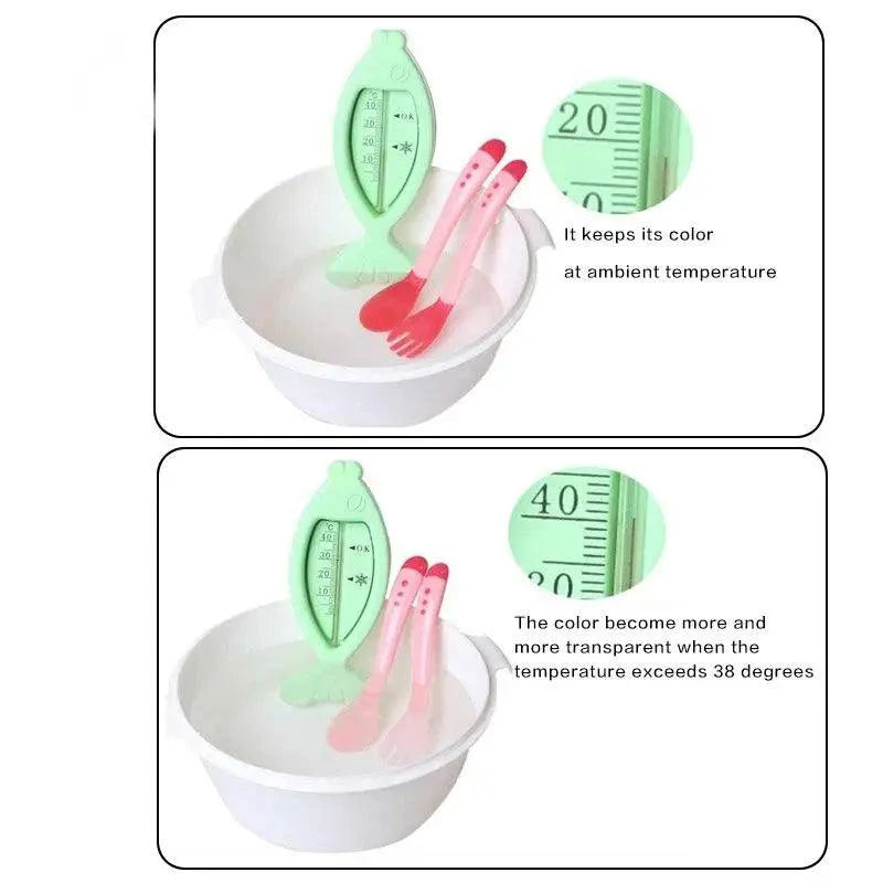 Vaisselle pour enfants Assiettes d'apprentissage pour bébé avec ventouse Bol alimentaire assisté Cuillère à détection de température Bol d'alimentation pour bébé
