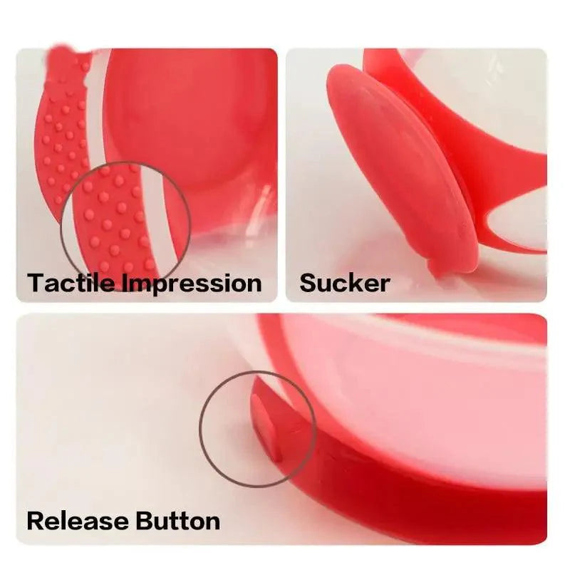 Vaisselle pour enfants Assiettes d'apprentissage pour bébé avec ventouse Bol alimentaire assisté Cuillère à détection de température Bol d'alimentation pour bébé