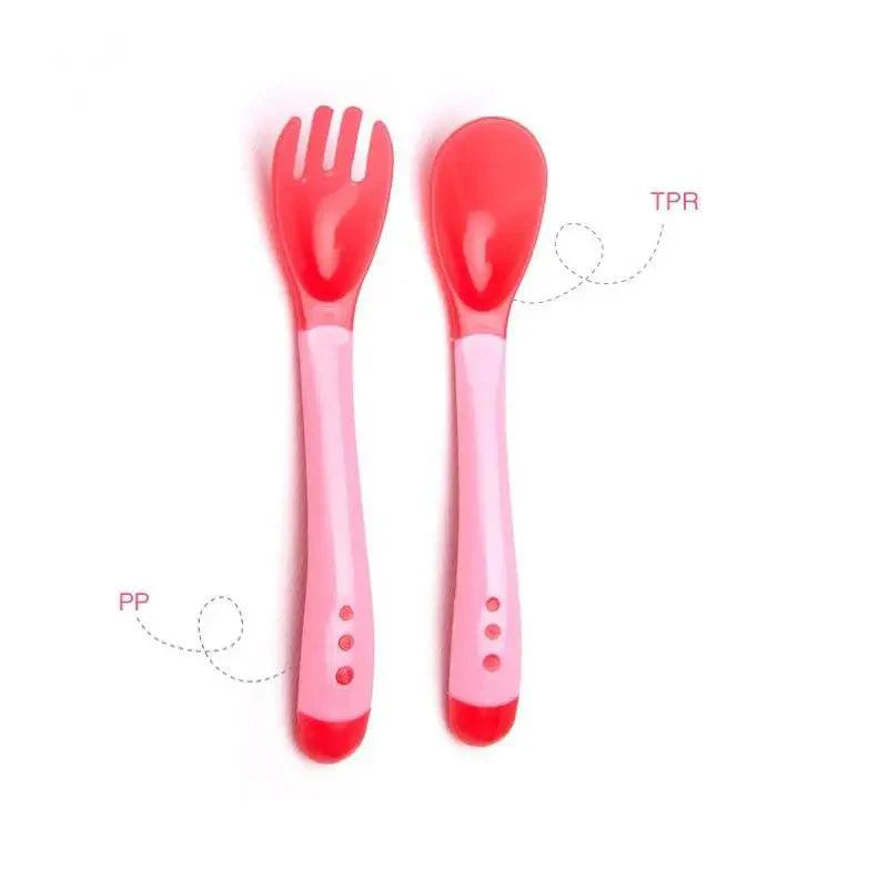 Vaisselle pour enfants Assiettes d'apprentissage pour bébé avec ventouse Bol alimentaire assisté Cuillère à détection de température Bol d'alimentation pour bébé