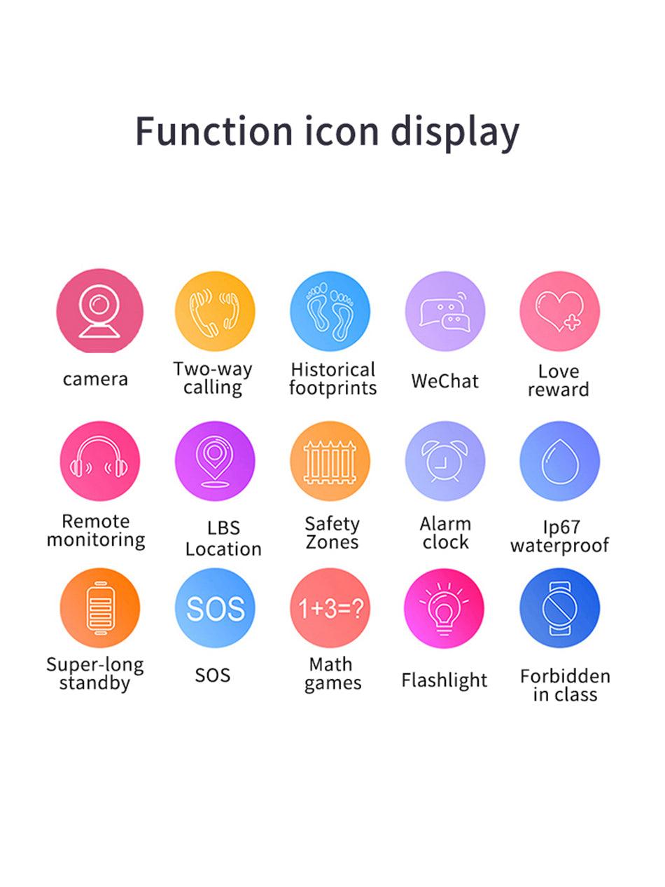 Montre connectée pour enfants, montre-téléphone pour garçons et filles avec carte SIM, photo, étanche, traqueur, écran tactile HD, jeux, réveil, appareil photo, montre-bracelet numérique, cadeaux de Noël et d'anniversaire