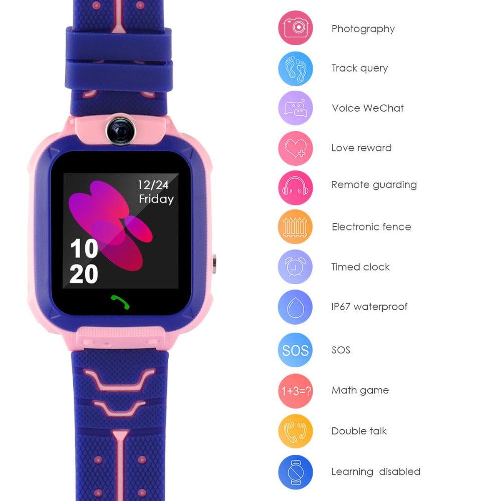 Montre connectée pour enfants, montre-téléphone pour garçons et filles avec carte SIM, photo, étanche, traqueur, écran tactile HD, jeux, réveil, appareil photo, montre-bracelet numérique, cadeaux de Noël et d'anniversaire