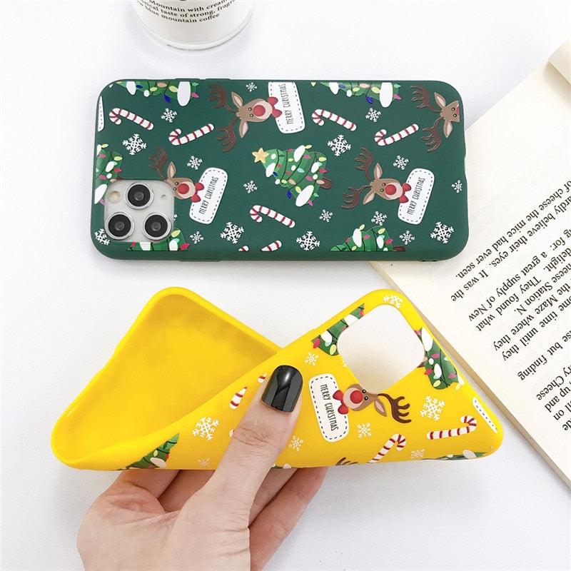 Coque de téléphone de Noël avec un beau Père Noël pour iPhone 13 14 12 11 Pro Max Mini 14Plus Housse souple en silicone Coque de téléphone mobile de Noël en silicone Coque de protection Coque confortable pour iPhone