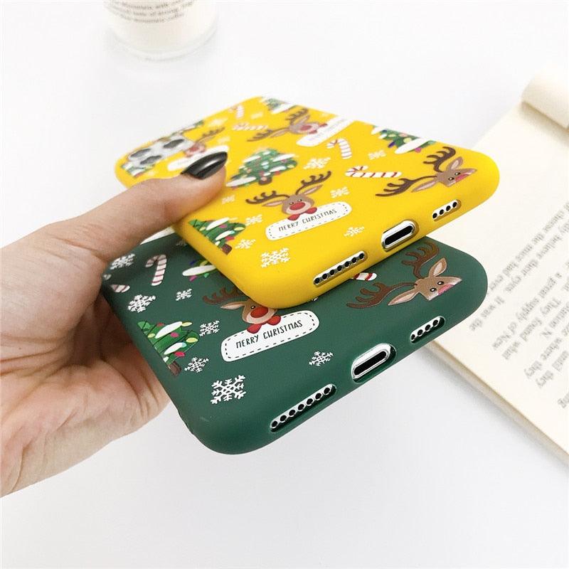Coque de téléphone de Noël avec un beau Père Noël pour iPhone 13 14 12 11 Pro Max Mini 14Plus Housse souple en silicone Coque de téléphone mobile de Noël en silicone Coque de protection Coque confortable pour iPhone