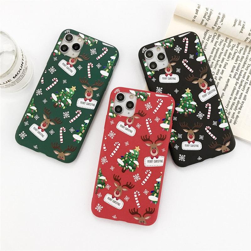 Coque de téléphone de Noël avec un beau Père Noël pour iPhone 13 14 12 11 Pro Max Mini 14Plus Housse souple en silicone Coque de téléphone mobile de Noël en silicone Coque de protection Coque confortable pour iPhone